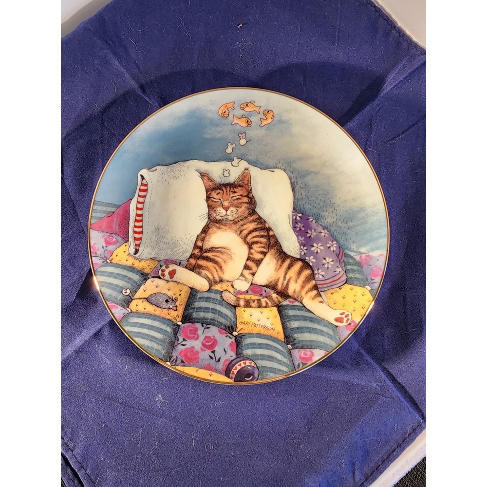 Danbury Mint Gary Patterson Cat Nap Collector Plate Comical Cats 1992 B9598